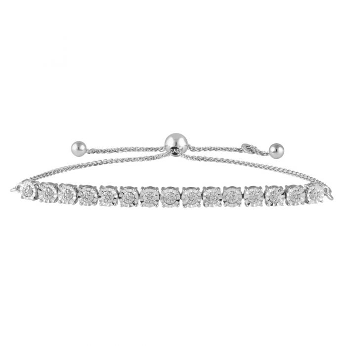1/10 Carat Diamond Slider Tennis Bracelet in Sterling Silver