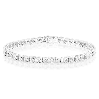 Sterling Silver 1/2 Carat Diamond 19.5cm Tennis Bracelet
