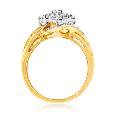 Gold Plated Silver 1/2 Carat  Diamond Ring