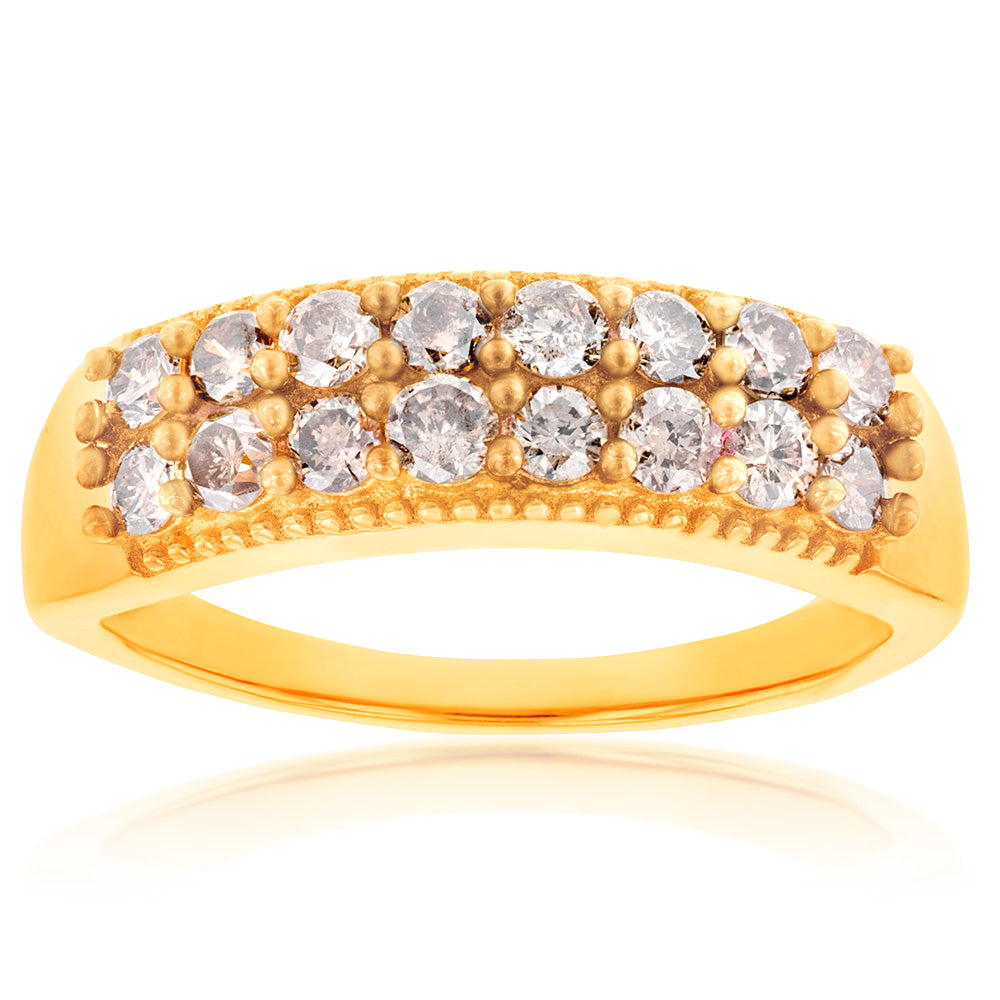 14ct Yellow Gold Plated Sterling Silver1 Carat Diamond Ring with Australian Diamonds
