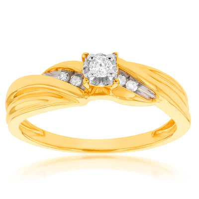 14ct Gold Plated Sterling Silver1/10 Carat Diamond Ring