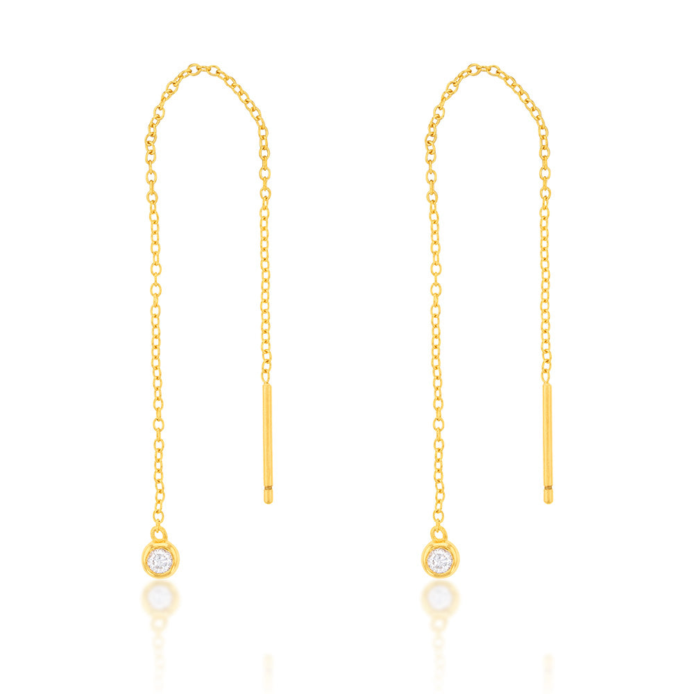 Gold-plated Sterling Silver Threader Earrings with Circle End Gold-plated Sterling Silver Threader Earrings with Circle End