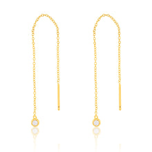 Load image into Gallery viewer, 14ct Gold Plated Sterling Silver 1/10 Carat Diamond Thread Through Drop Earrings