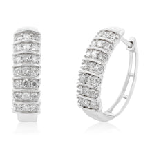 Load image into Gallery viewer, Sterling Silver 1 Carat Diamond Hoop Earrings