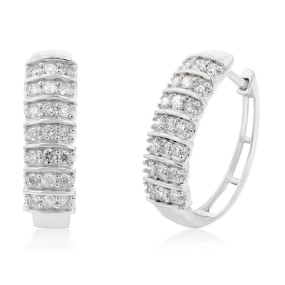 Sterling Silver 1 Carat Diamond Hoop Earrings