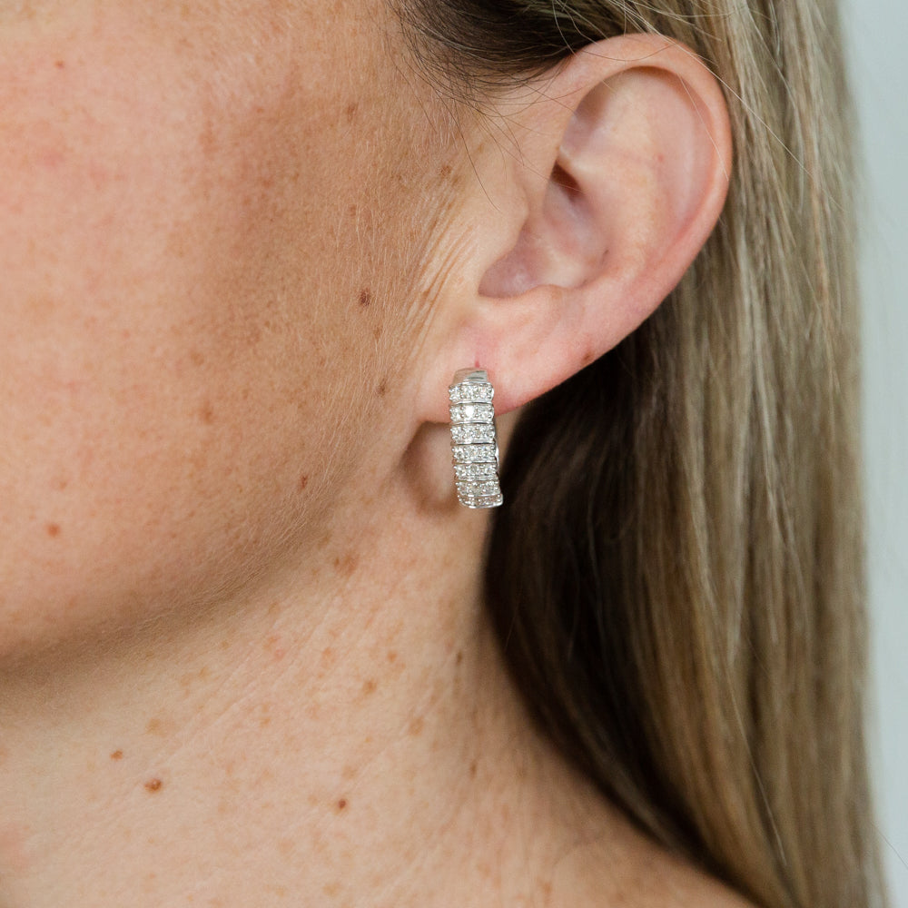 Sterling Silver 1 Carat Diamond Hoop Earrings