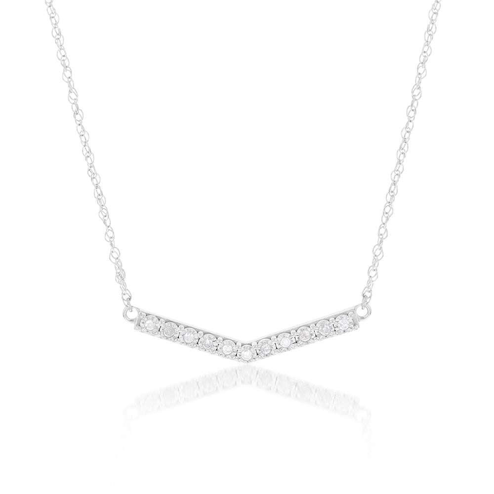 Silver 1/10 Carat Diamond 43.5cm Chain