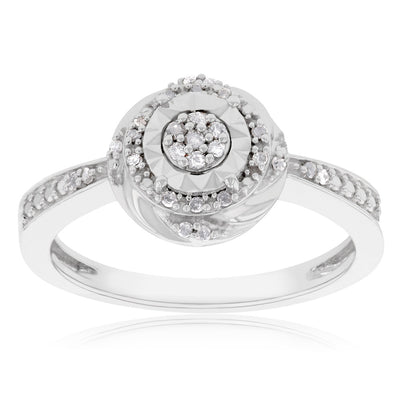 Sterling Silver 1/10 Carat Diamond Dress Ring