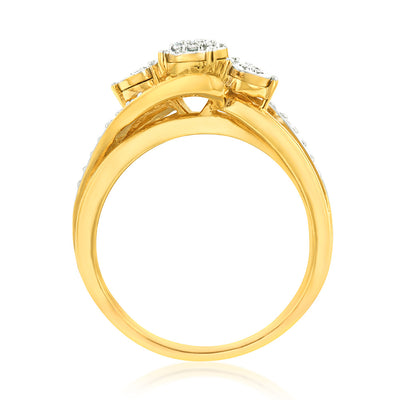 Gold Plated Silver Diamond Dress Ring