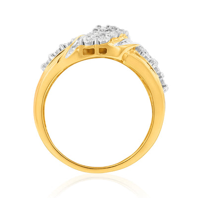 Gold Plated Silver 1/2 Carat Diamond Dress Ring