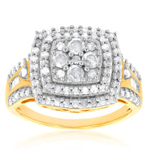 Load image into Gallery viewer, Gold Plated Silver 1 Carat Diamond Dress Ring