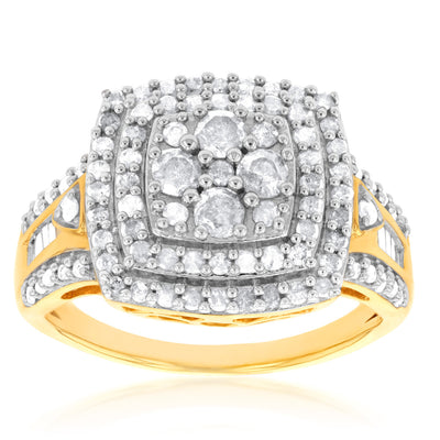 Gold Plated Silver 1 Carat Diamond Dress Ring