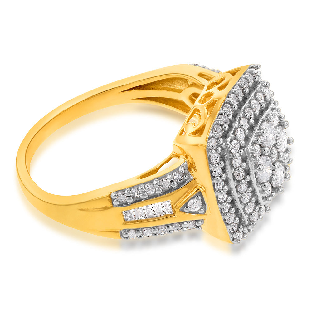 Gold Plated Silver 1 Carat Diamond Dress Ring