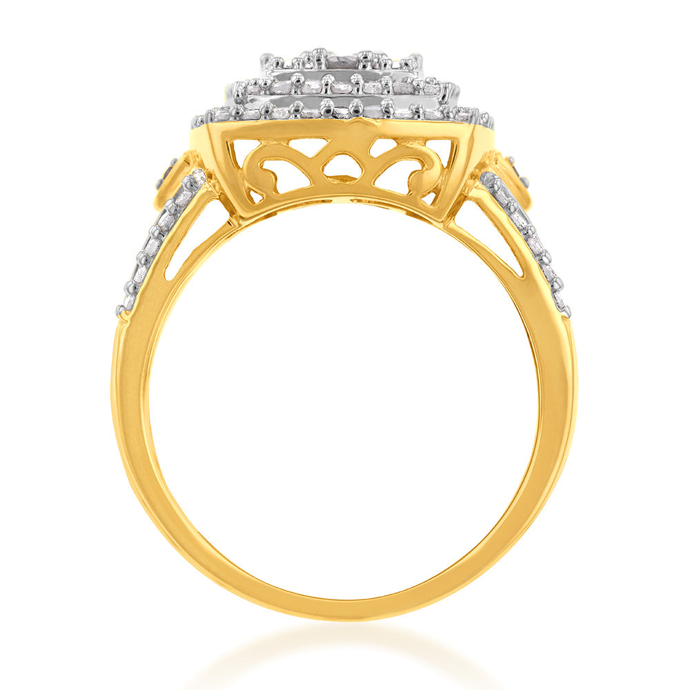 Gold Plated Silver 1 Carat Diamond Dress Ring