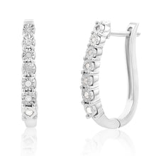 Load image into Gallery viewer, Sterling Silver 1/10 Carat Diamond Hoop Earrings