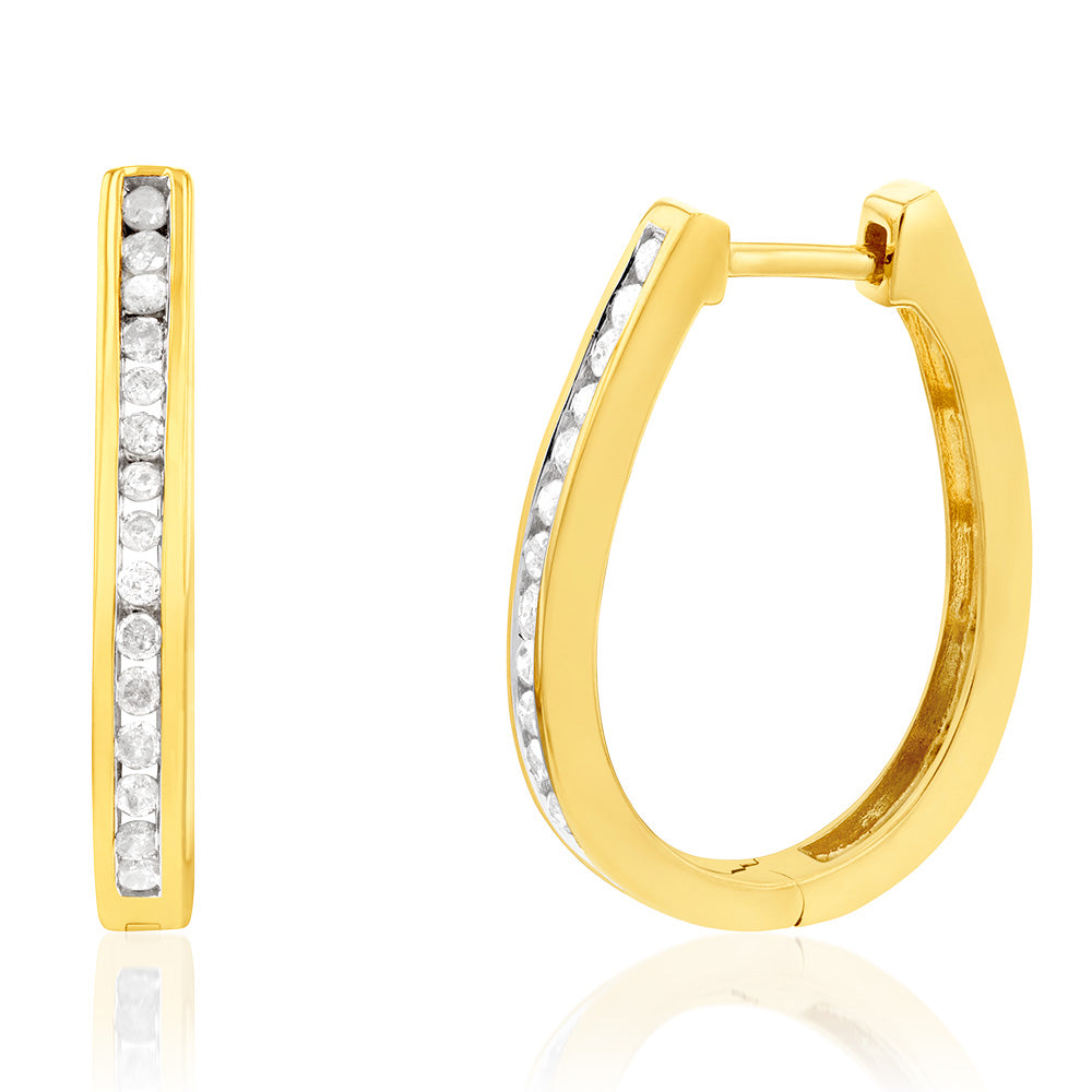 Gold Plated Silver 1/2 Carat Diamond Hoop Earrings