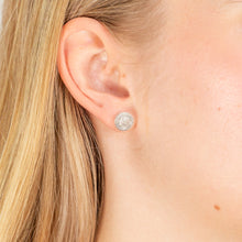 Load image into Gallery viewer, Sterling Silver with 2 Diamonds Round Shape Earring Studs