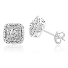 Load image into Gallery viewer, Sterling Silver With 2 Diamond Cushion Shape Earring Stud