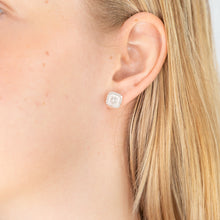 Load image into Gallery viewer, Sterling Silver With 2 Diamond Cushion Shape Earring Stud