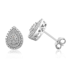 Load image into Gallery viewer, Sterling Silver With 2 Diamond Pear Shape Earing Stud