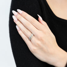 Load image into Gallery viewer, Sterling Silver 1.1 Carat Diamond Ring with Round Brilliant Cut and Baguette Diamonds