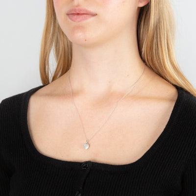 Sterling Silver With Diamond Heart Shape Pendant with Chain