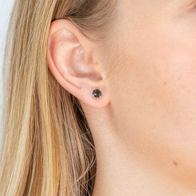 Sterling Silver 1.5 Carat Black Diamond Stud Earrings