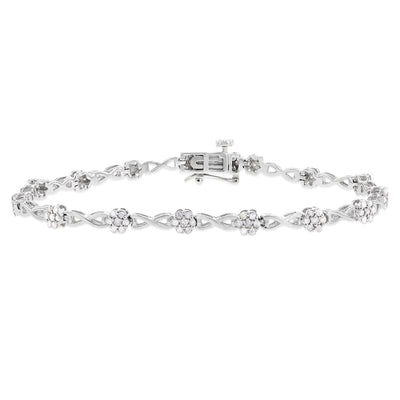 Sterling Silver 1 Carat 18cm Diamond Bracelet
