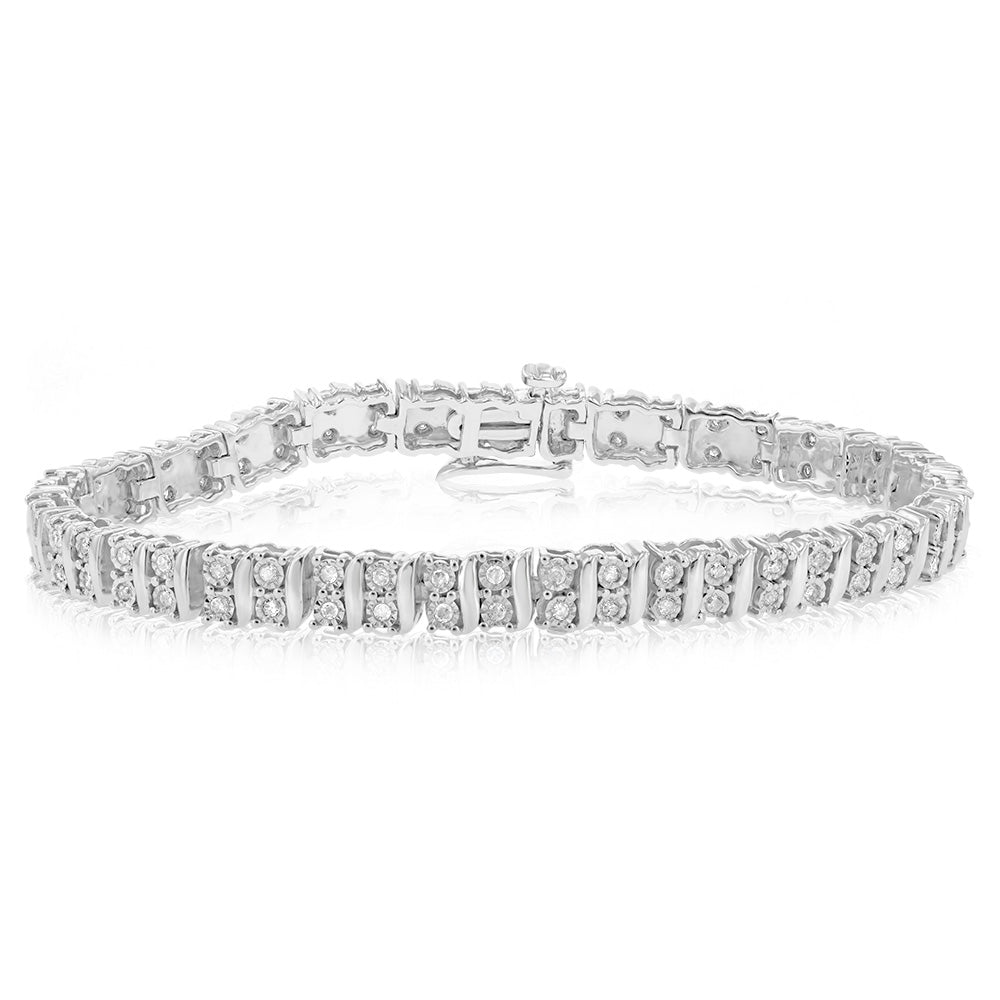 Sterling Silver 1 Carat 18cm Diamond Bracelet