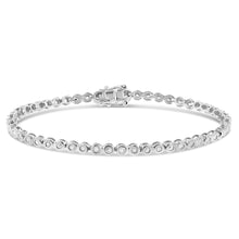 Load image into Gallery viewer, 1 Carat Diamond Bezel Set Tennis Bracelet With 53 Diamonds 18cm in Sterling Silver