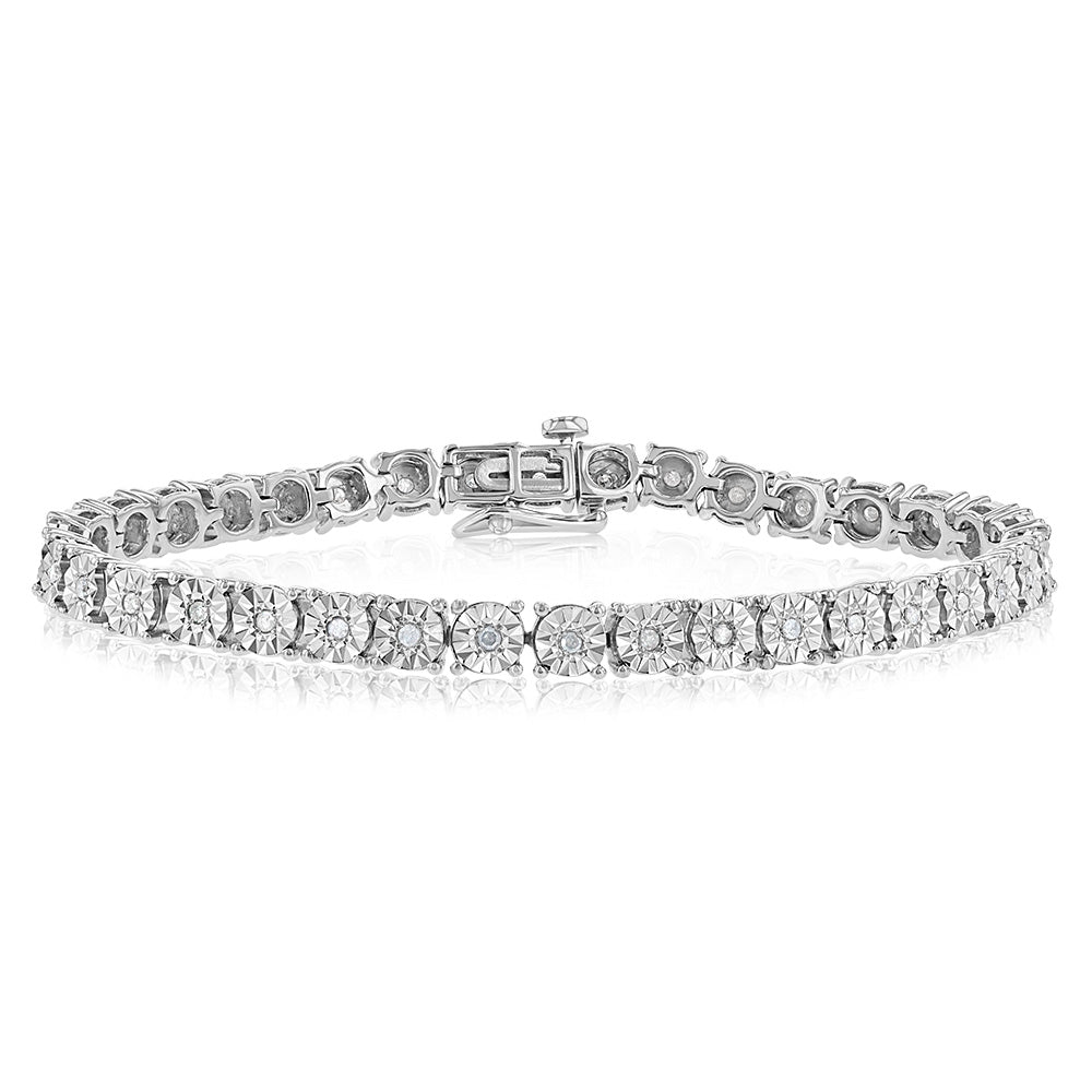 Sterling Silver 1/2 Carat Diamond Bracelet Length 17cm