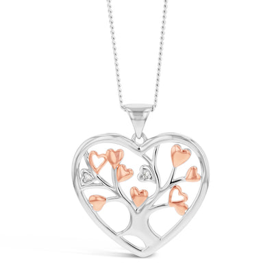 Sterling Silver Diamond Heart Pendant