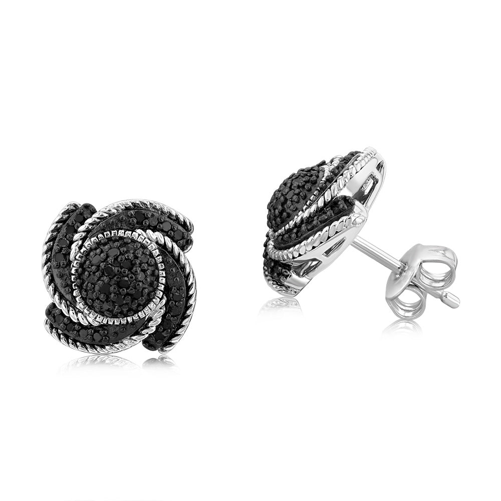 1/4 Carat Black Diamond Stud Earrings in Sterling Silver