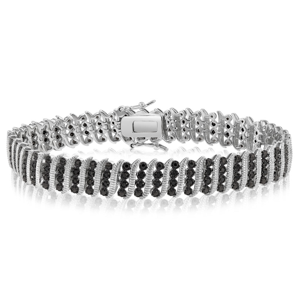 1 Carat Black Diamond Tennis Bracelet in Silver