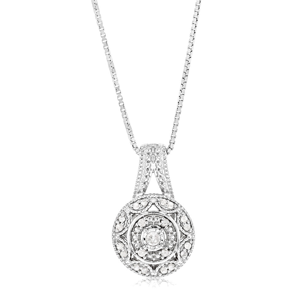 Sterling Silver 0.10 Carat Diamond Pendant on 45cm Box Chain