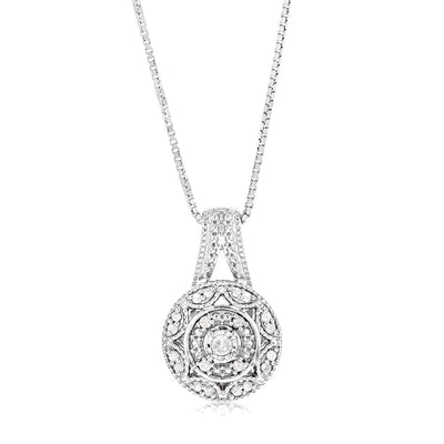 0.10 Carat Diamond Pendant in Sterling Silver on 45cm Box Chain