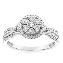 Load image into Gallery viewer, Sterling Silver 0.15 Carat Diamond Ring With 61 Brilliant Cut Diamonds