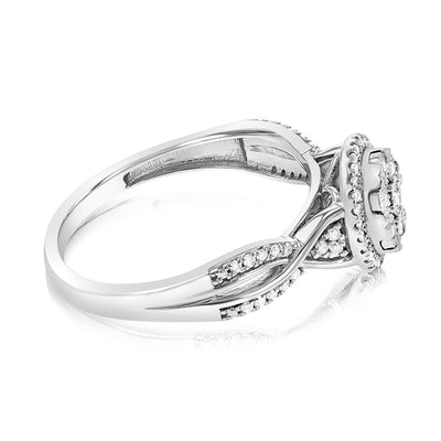 Sterling Silver 0.15 Carat Diamond Ring With 61 Brilliant Cut Diamonds