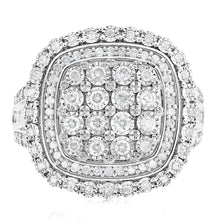 Load image into Gallery viewer, Sterling Silver 1 Carat Diamond Ring With 112 Brilliant &amp; 22 Baguette Cut Diamonds
