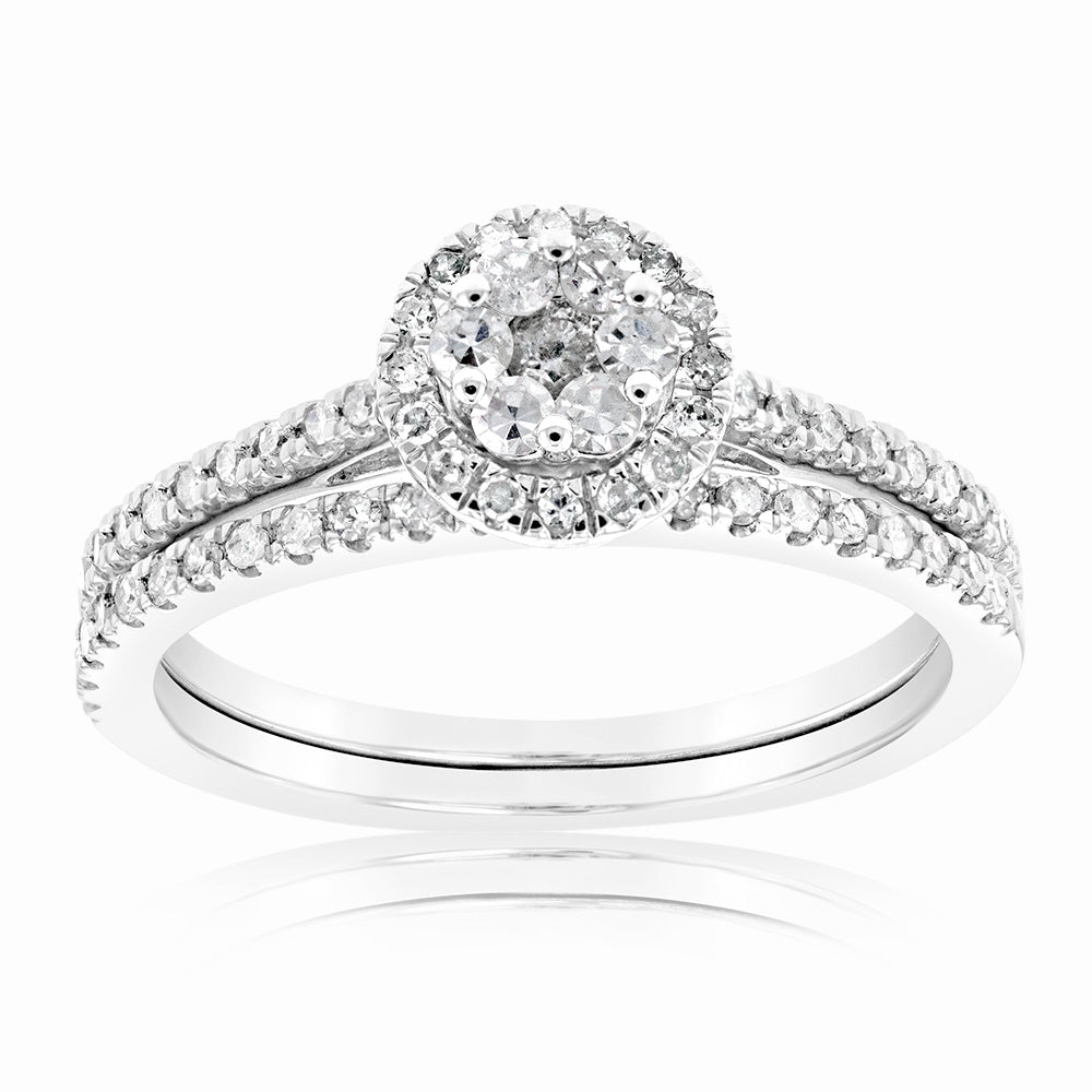 Silver1/2 Carat Diamond 2 Ring Bridal Set