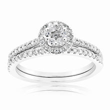 Load image into Gallery viewer, Silver1/2 Carat Diamond 2 Ring Bridal Set