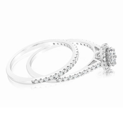 1/2 Carat Diamond 2 Ring Bridal Set in Sterling Silver