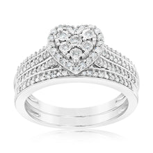 Load image into Gallery viewer, Silver1/3 Carat Diamond 2 Ring Bridal Set