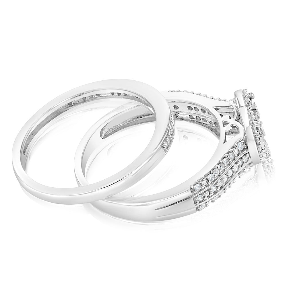 Silver1/3 Carat Diamond 2 Ring Bridal Set