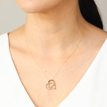 Load image into Gallery viewer, 1/10 Carat Diamond Heart Pendant in Gold Plated Silver