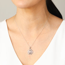 Load image into Gallery viewer, Diamond Flower Shape Pendant in Sterling Silver