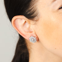 Load image into Gallery viewer, Flower Diamond Stud Earrings in Sterling Silver