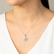 Load image into Gallery viewer, 1/10 Carat Diamond Flower Pendant in Sterling Silver