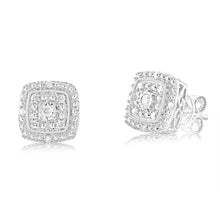 Load image into Gallery viewer, 1/6 Carat Diamond Cushion Studs in Sterling Silver