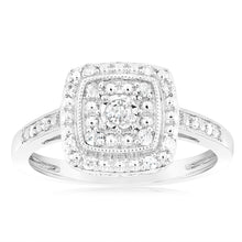 Load image into Gallery viewer, 1/6 Carat Diamond Cushion Ring in Sterling Silver